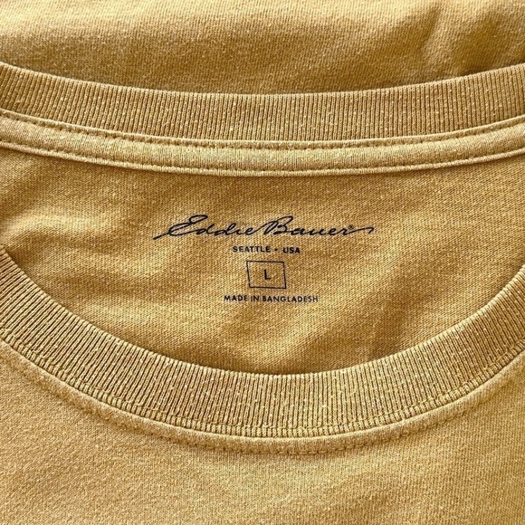 EDDIE BAUER, MENS, LONG SLEEVE T-SHIRT. GOLD COLOR, CREW NECK. SIZE L - Picture 3 of 4